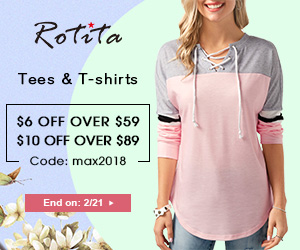Tees &amp;T-shirts:$6 Off Over $59, $10 Off Over $89 Code: max2018 End on: 2/21
