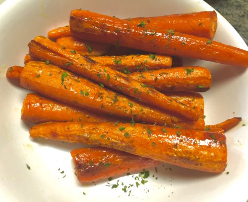 Brown sugared baked carrots