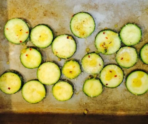 oven baked parmesan crusted zucchini- poppopcooks.com