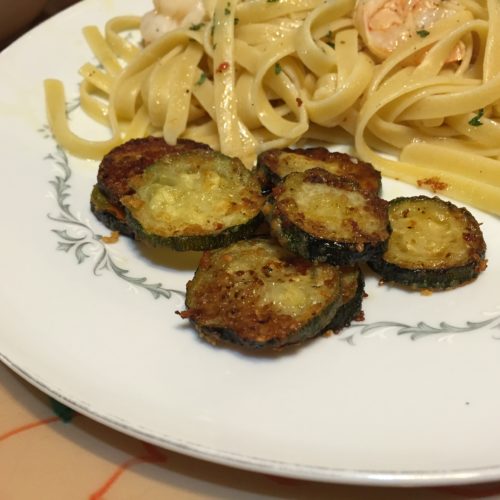 oven baked parmesan crusted zucchini-poppopcooks.com