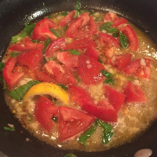 Garlic Shrimp with Tomatoes and Basil with White Wine poppopcooks.com