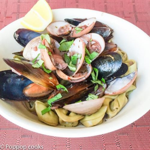 One Pan Clams Mussels Tortellini-6-poppopcooks.com