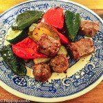 Oven Baked Italian Sausage with Mediterranean Veggies-poppopcooks.com