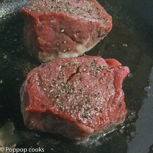 Beef Tenderloin Steaks Sauteed in Red Wine and Garlic Sauce-2-poppopcooks.com