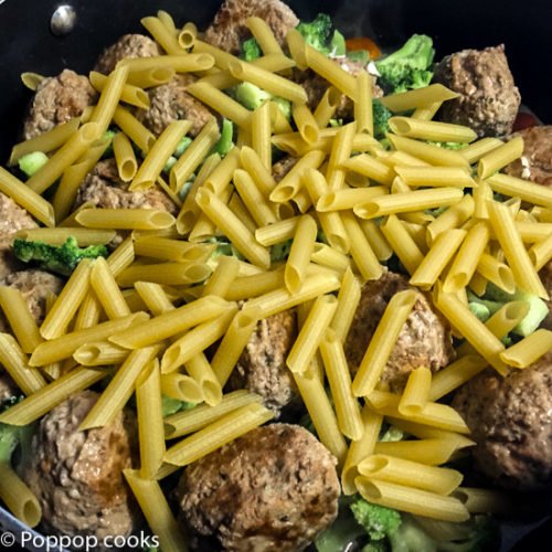 One Pan Meatballs and Pasta-2-poppopcooks.com