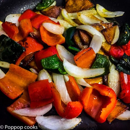 Parmesan Crusted Pork Chops with Sauteed Veggies-5-poppopcooks.com