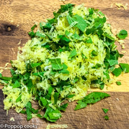 Lemon zest and mint mixture for Baked Cod with Lemon and Mint - poppopcooks.com