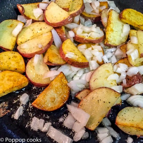 onions in the skillet