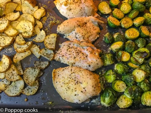 One Pan Chicken Brussels Sprouts Potatoes-4-poppopcooks.com-one pan recipes-one pot recipes-quick and easy recipes-gluten free recipes-paleo recipes