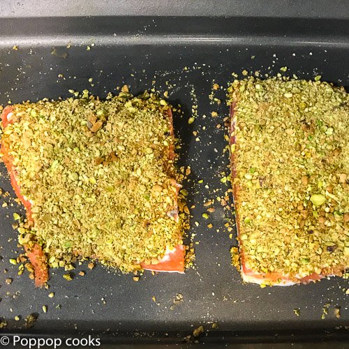 Pistachio Crusted Salmon Filets-4-poppopcooks.com-pistachio crusted-recipe for pistachio crusted salmon-baked salmon with pistachio crust-pistachio baked salmon-pistachio encrusted fish