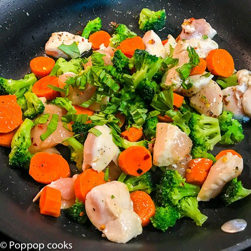 chicken veggies cheese-poppopcooks.com-one pan