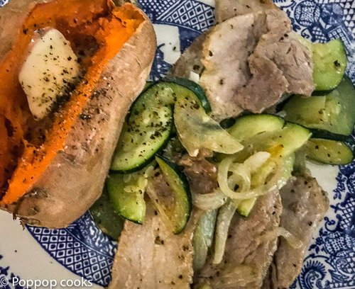 20 Min. pork tenderloin and zucchini-7-poppopcooks.com-gluten free-paleo-quick and easy