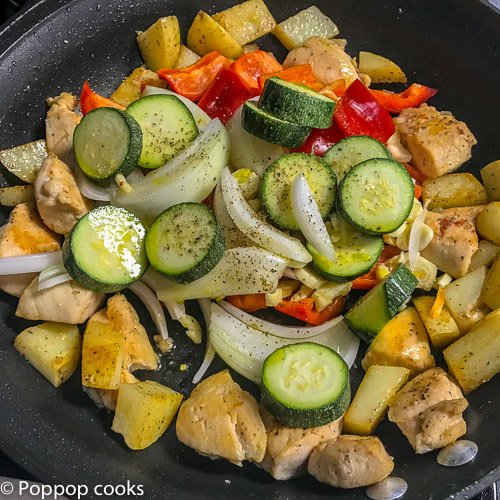 Rustic One Skillet Chicken Dinner-2-poppopcooks.com-quick and easy-gluten free-paleo