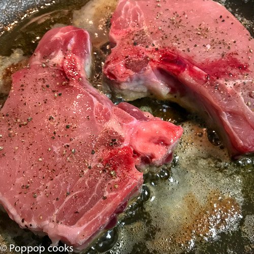 Pork Chops with Butter Onions and Garlic-2-poppopcooks-one skillet-quick and easy-gluten free-paleo