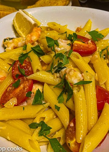 shrimp in pasta dinner