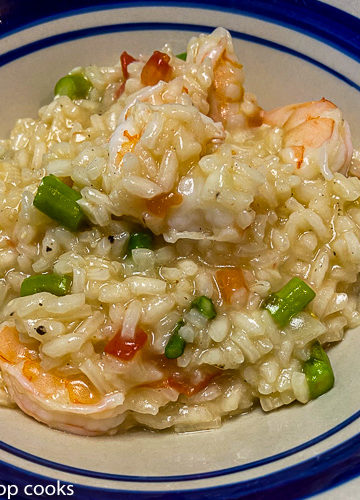 Shrimp garlic tomato risotto