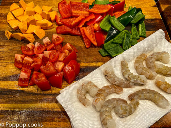 shrimp dinner prep