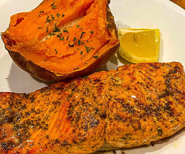 salmon filet served up