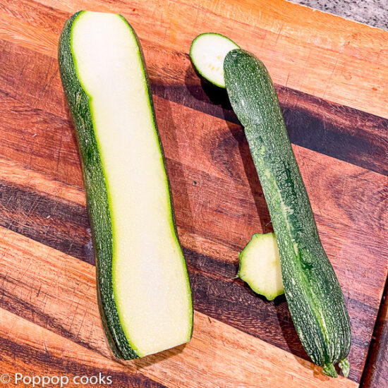 Zucchini ready to be sliced