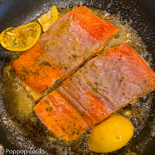 salmon in the skillet