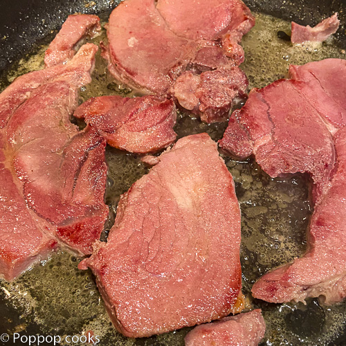 ham steaks in the skillet